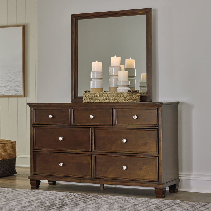Danabrin Twin Panel Bed with Mirrored Dresser and Nightstand in Brown - PKG015196