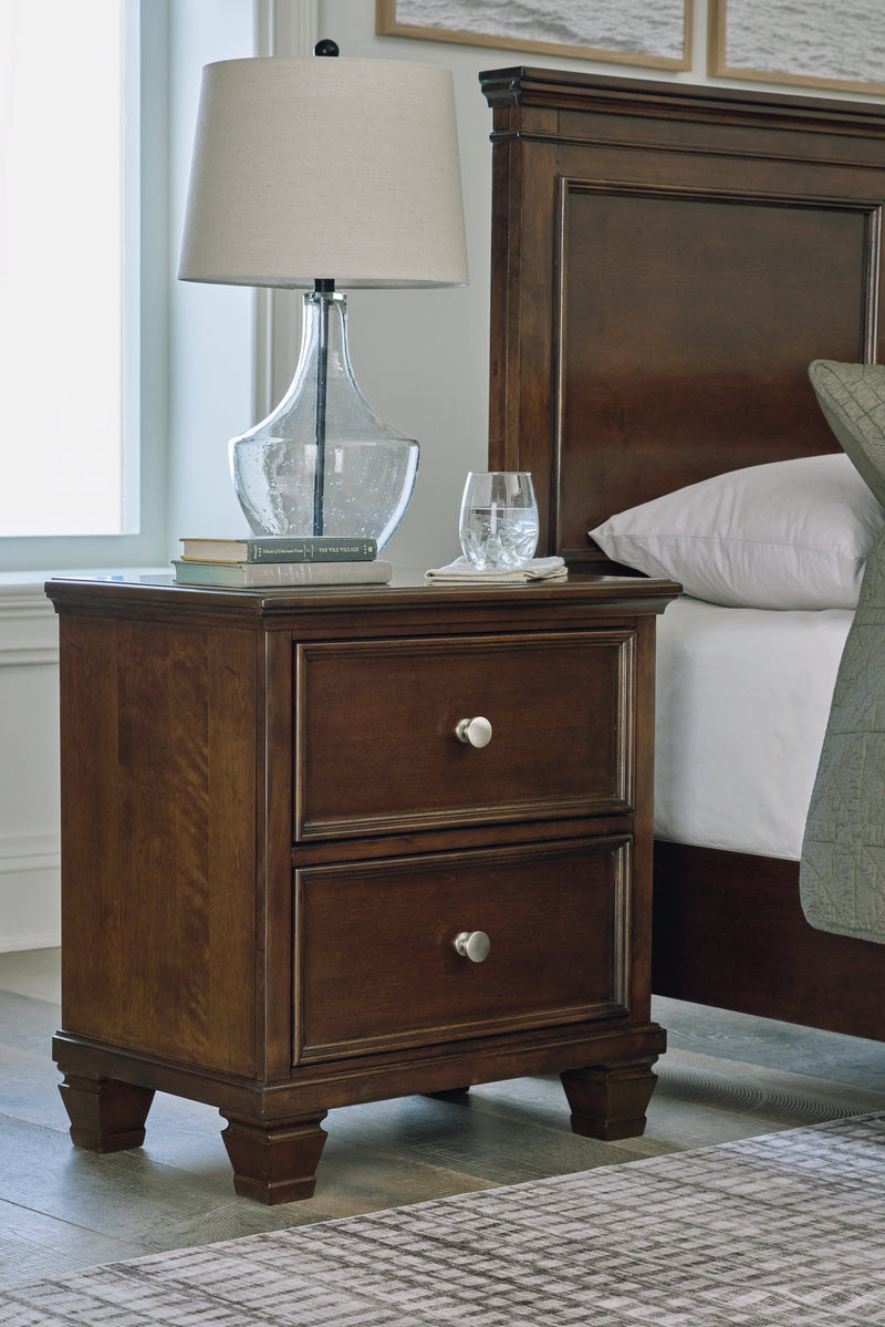 Danabrin Twin Panel Bed with Mirrored Dresser and Nightstand in Brown - PKG015196