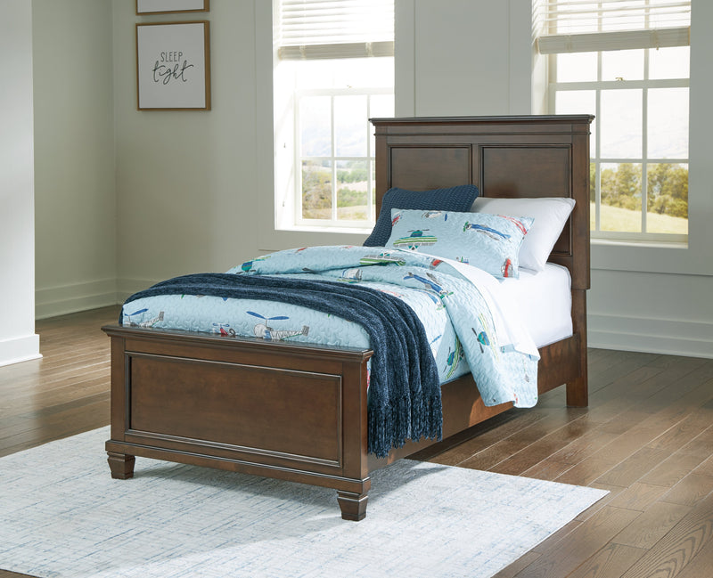 Danabrin Twin Panel Bed with Mirrored Dresser in Brown - PKG015193