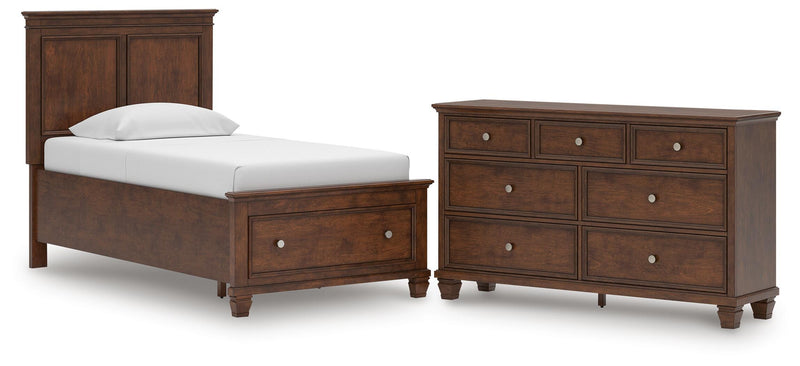 Danabrin Twin Panel Storage Bed and Dresser in Brown - PKG023927
