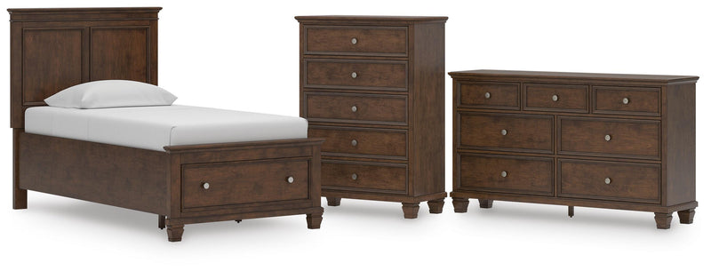Danabrin Twin Panel Storage Bed, Dresser and Chest in Brown - PKG023931