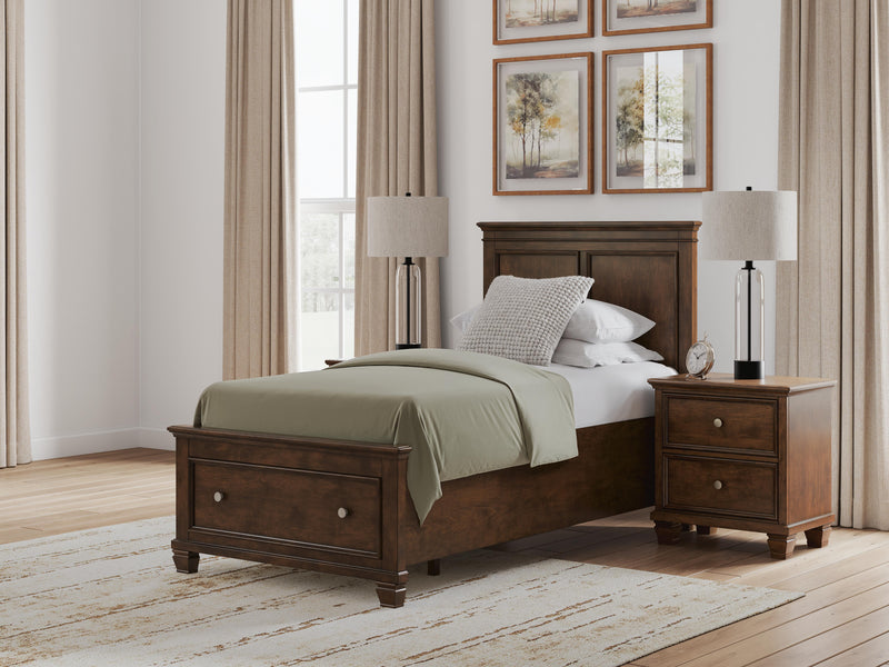 Danabrin Twin Panel Storage Bed, Dresser and Mirror in Brown - PKG023928