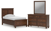 Danabrin Twin Panel Storage Bed, Dresser and Mirror in Brown - PKG023928
