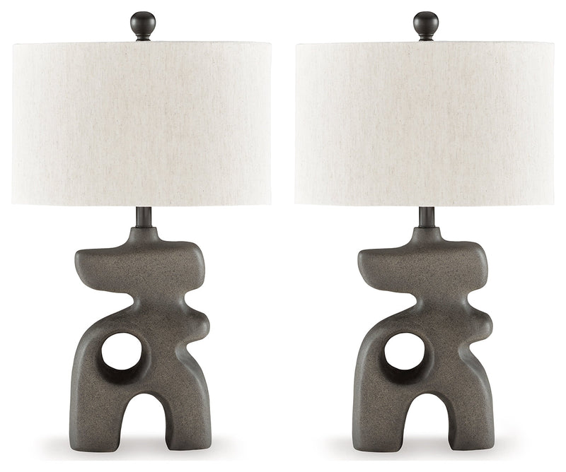 Danacy 2-Piece Table Lamp Set in Distressed Black - PKG016439