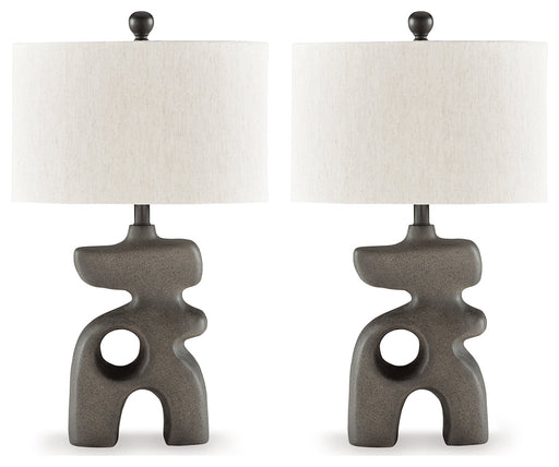 Danacy 2-Piece Table Lamp Set in Distressed Black - PKG016439