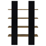 Danbrook 71-inch 4-shelf Bookshelf Black and Aged Walnut - 882036