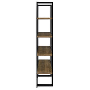 Danbrook 71-inch 4-shelf Bookshelf Black and Aged Walnut - 882036