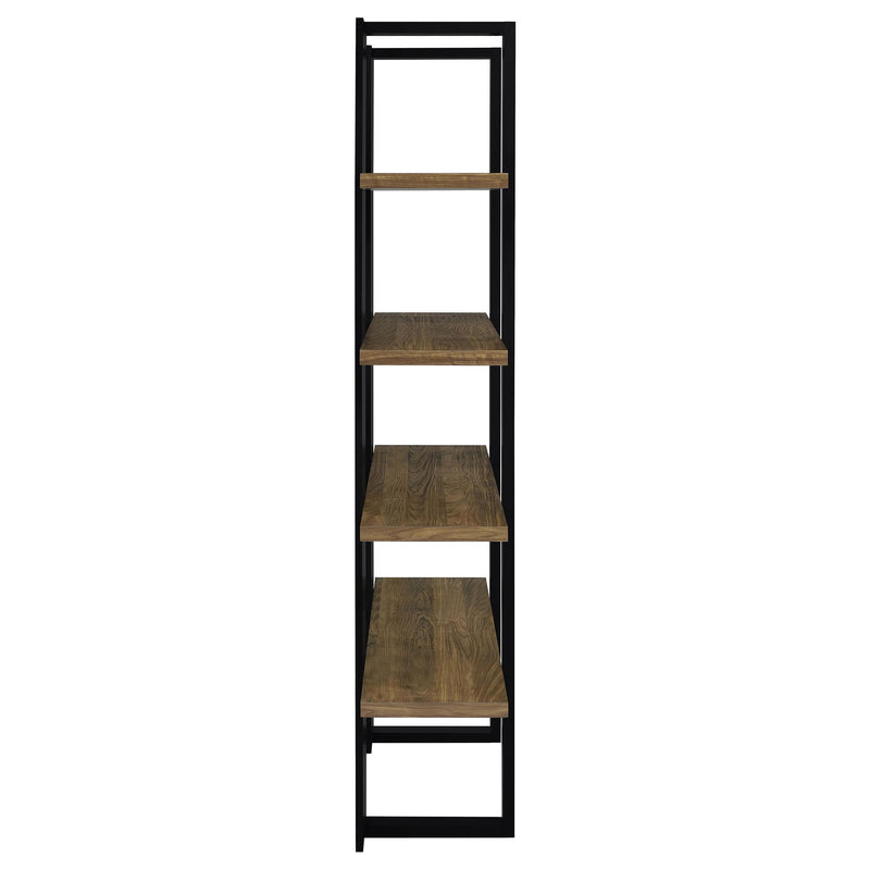 Danbrook 71-inch 4-shelf Bookshelf Black and Aged Walnut - 882036