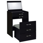 Danbury 3-drawer Makeup Vanity & Stool Set Black High Gloss - 930209