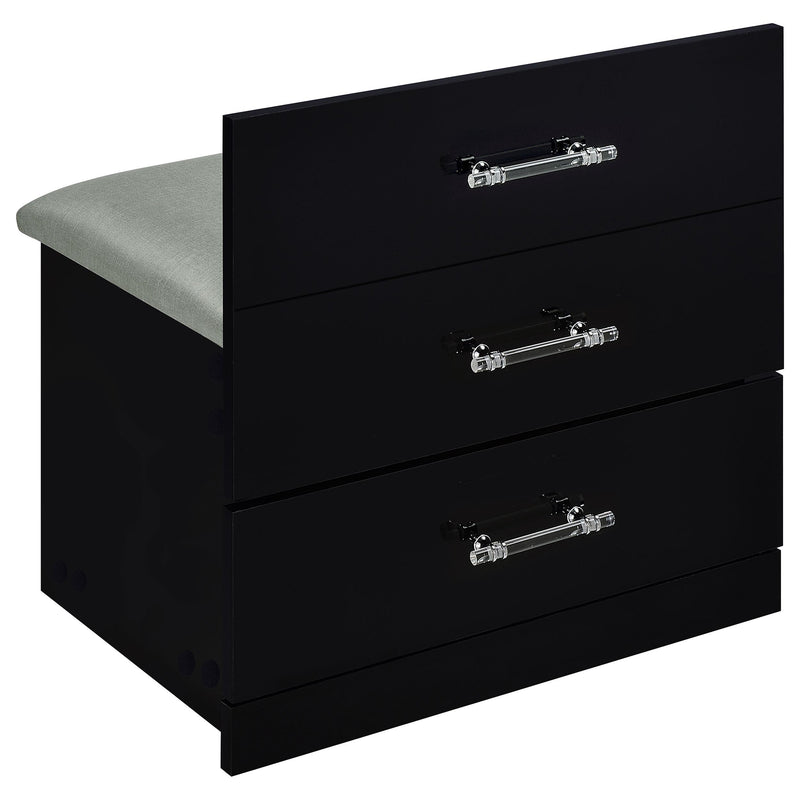 Danbury 3-drawer Makeup Vanity & Stool Set Black High Gloss - 930209