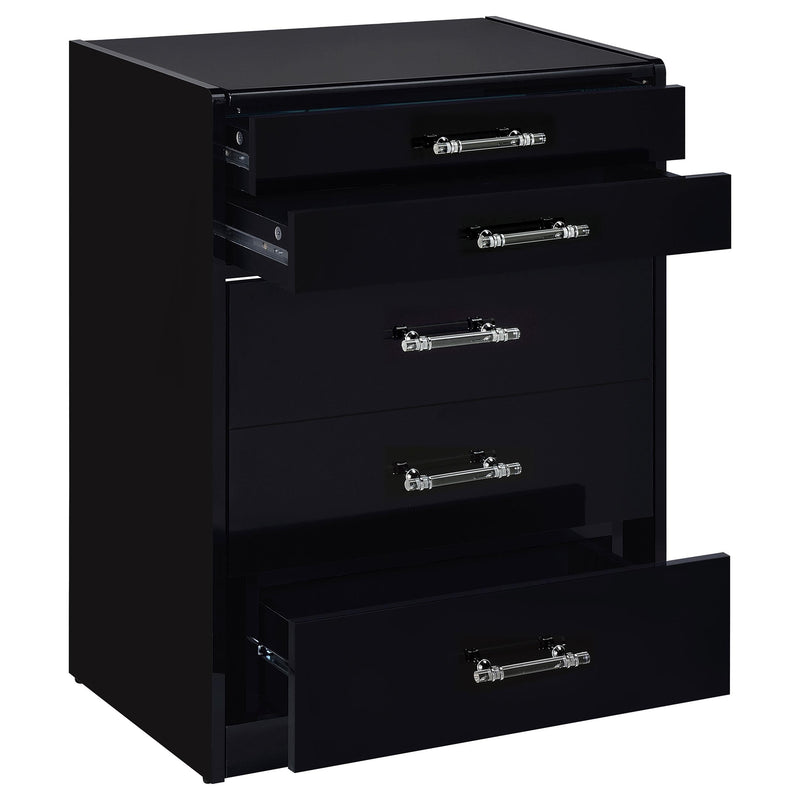 Danbury 3-drawer Makeup Vanity & Stool Set Black High Gloss - 930209