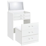 Danbury 3-drawer Makeup Vanity & Stool Set White High Gloss - 930208