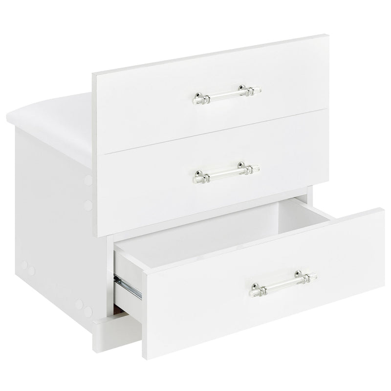 Danbury 3-drawer Makeup Vanity & Stool Set White High Gloss - 930208