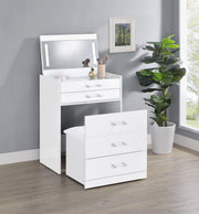 Danbury 3-drawer Makeup Vanity & Stool Set White High Gloss - 930208