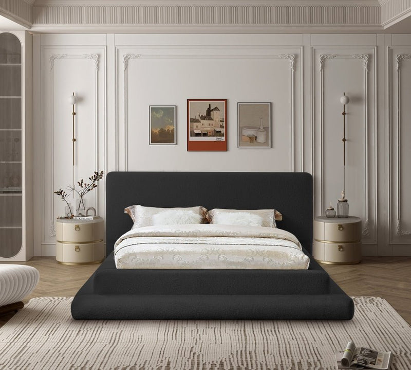 Dane Teddy Fabric King Bed (3 Boxes) Black - Gate FurnitureKing Bed