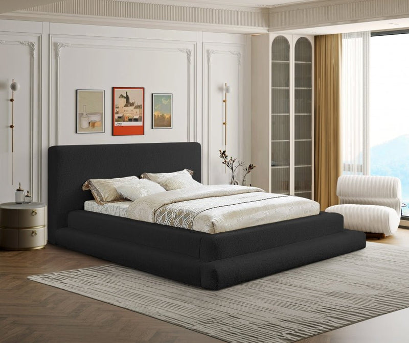 Dane Teddy Fabric King Bed (3 Boxes) Black - Gate FurnitureKing Bed