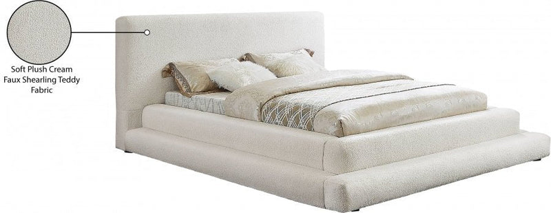 Dane Teddy Fabric King Bed (3 Boxes) Cream - Gate FurnitureKing Bed