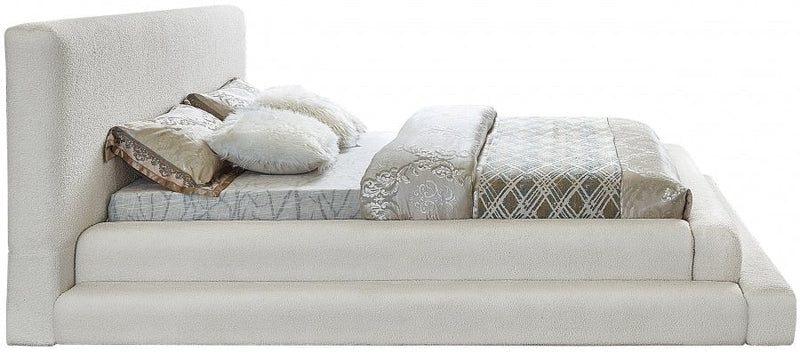 Dane Teddy Fabric King Bed (3 Boxes) Cream - Gate FurnitureKing Bed
