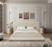 Dane Teddy Fabric Queen Bed (3 Boxes) Beige - Gate FurnitureQueen Bed