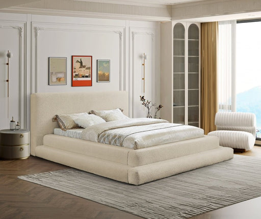 Dane Teddy Fabric Queen Bed (3 Boxes) Beige - Gate FurnitureQueen Bed