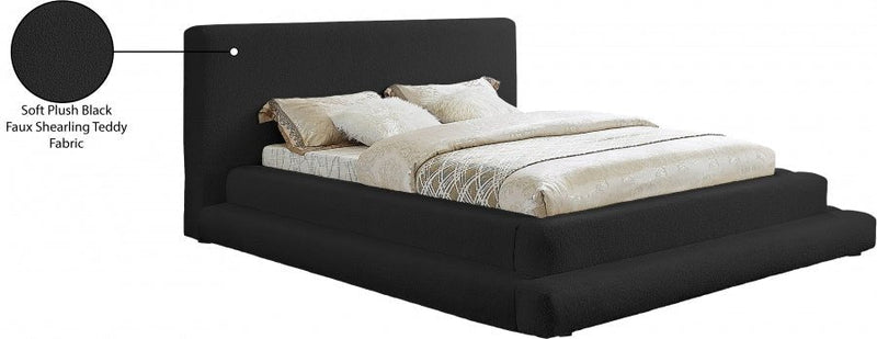 Dane Teddy Fabric Queen Bed (3 Boxes) Black - Gate FurnitureQueen Bed
