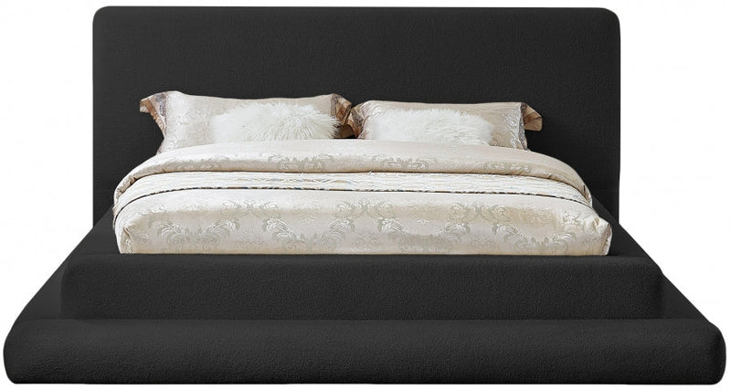 Dane Teddy Fabric Queen Bed (3 Boxes) Black - Gate FurnitureQueen Bed