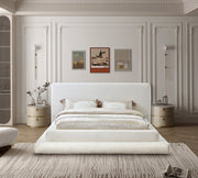 Dane Teddy Fabric Queen Bed (3 Boxes) Cream - Gate FurnitureQueen Bed