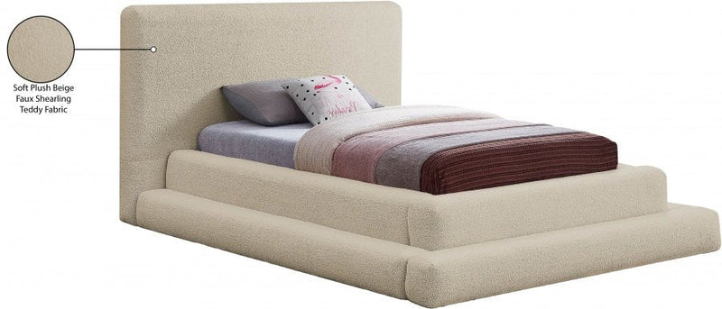 Dane Teddy Fabric Twin Bed (3 Boxes) Beige - Gate FurnitureTwin Bed