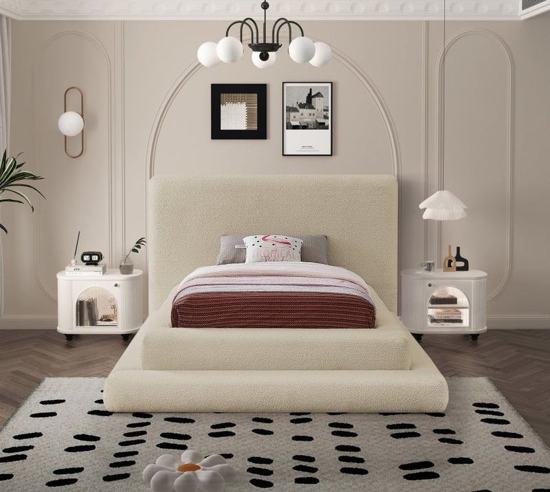 Dane Teddy Fabric Twin Bed (3 Boxes) Beige - Gate FurnitureTwin Bed