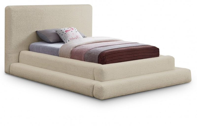 Dane Teddy Fabric Twin Bed (3 Boxes) Beige - Gate FurnitureTwin Bed