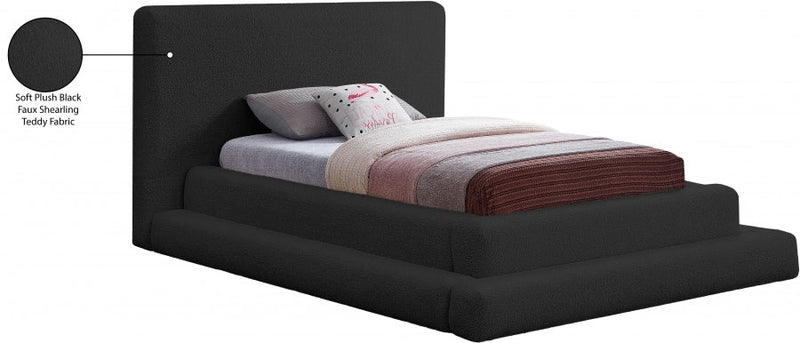 Dane Teddy Fabric Twin Bed (3 Boxes) Black - Gate FurnitureTwin Bed
