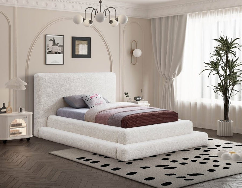Dane Teddy Fabric Twin Bed (3 Boxes) Cream - Gate FurnitureTwin Bed