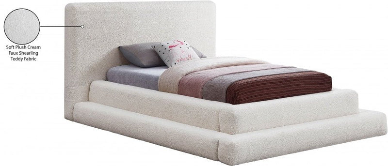 Dane Teddy Fabric Twin Bed (3 Boxes) Cream - Gate FurnitureTwin Bed