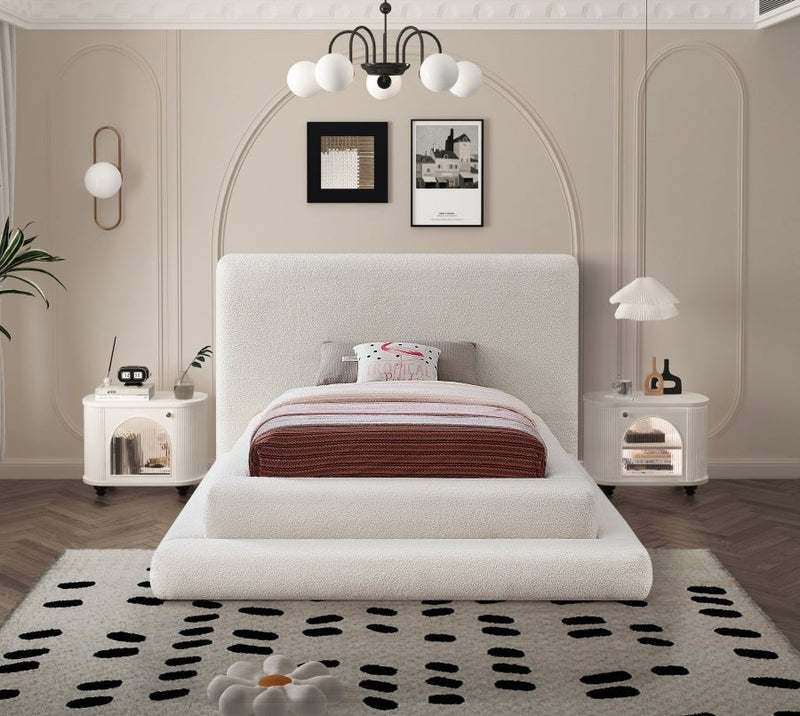 Dane Teddy Fabric Twin Bed (3 Boxes) Cream - Gate FurnitureTwin Bed