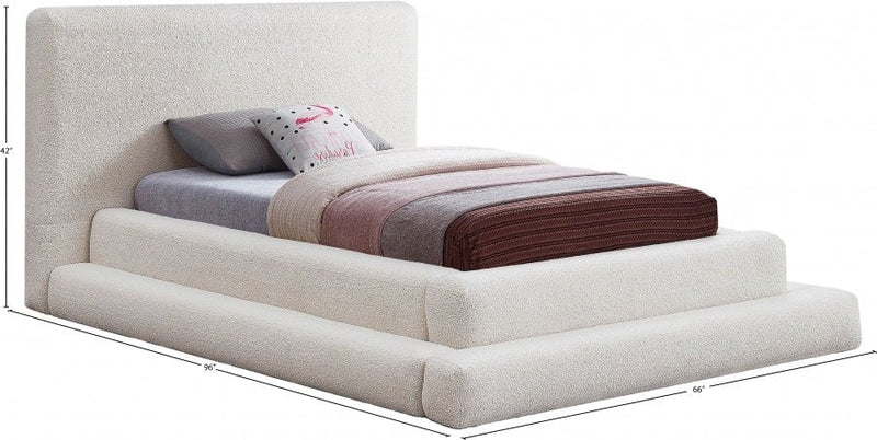 Dane Teddy Fabric Twin Bed (3 Boxes) Cream - Gate FurnitureTwin Bed
