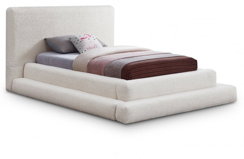 Dane Teddy Fabric Twin Bed (3 Boxes) Cream - Gate FurnitureTwin Bed