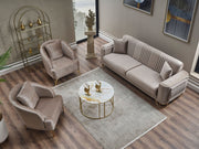 Dante 3-pieces (Sofa & Loveseat & Chair) Livingroom in Beige - 200-SER-DAN-VELVET260-321