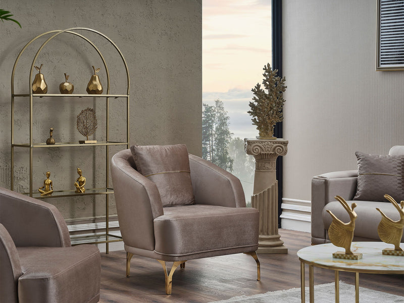 Dante 3-pieces (Sofa & Loveseat & Chair) Livingroom in Beige - 200-SER-DAN-VELVET260-321