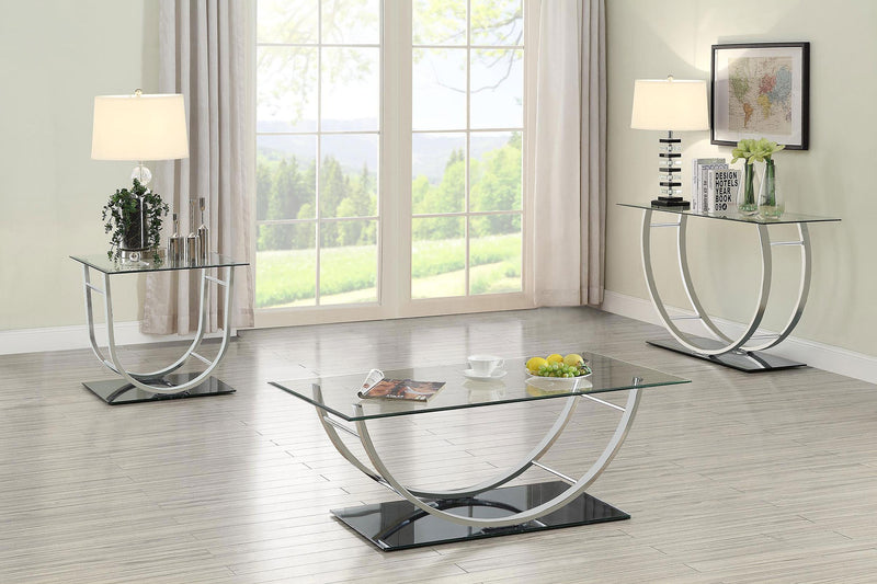 Danville Square U-Shaped Glass Top Side End Table Chrome - 704987