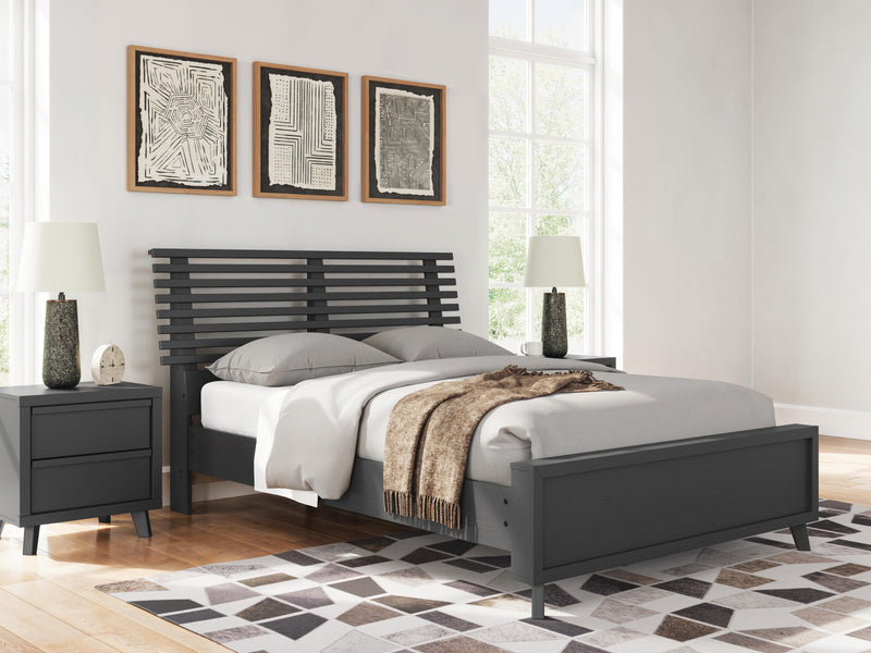 Danziar Black Full Slat Panel Bed - B1013B23
