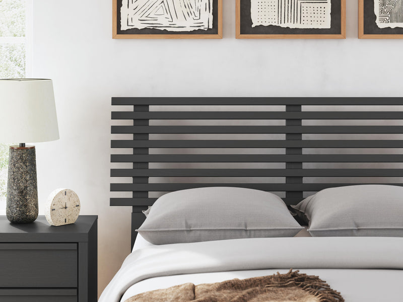 Danziar Black Full Slat Panel Bed - B1013B23
