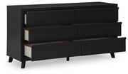 Danziar Black King Panel Bed, Dresser and 2 Nightstands - B1013B14