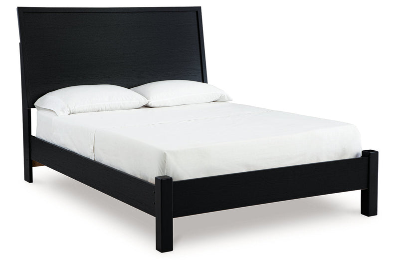 Danziar Black Queen Platform Bed - Gate FurnitureQueen Bed