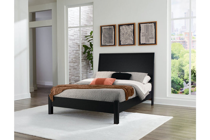 Danziar Black Queen Platform Bed - Gate FurnitureQueen Bed