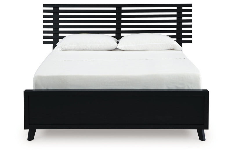 Danziar Black Queen Slat Platform Bed - Gate FurnitureQueen Bed