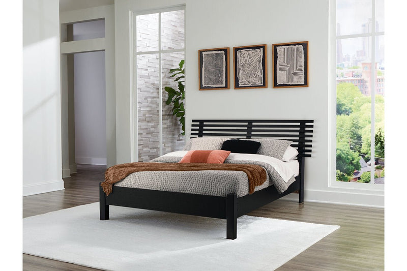 Danziar Black Queen Slat Platform Bed - Gate FurnitureQueen Bed