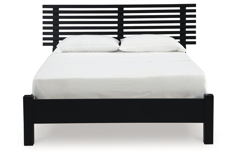 Danziar Black Queen Slat Platform Bed - Gate FurnitureQueen Bed
