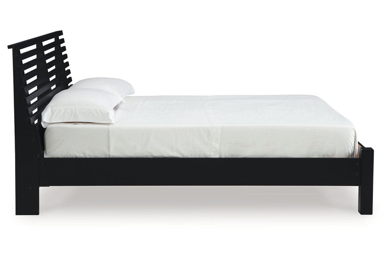 Danziar Black Queen Slat Platform Bed - Gate FurnitureQueen Bed