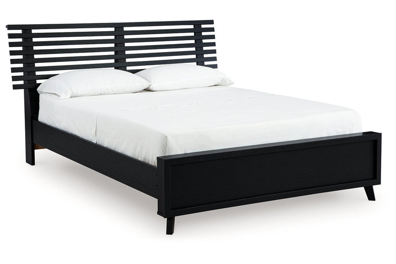 Danziar Black Queen Slat Platform Bed - Gate FurnitureQueen Bed
