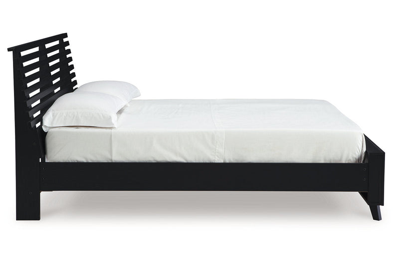 Danziar Black Queen Slat Platform Bed - Gate FurnitureQueen Bed